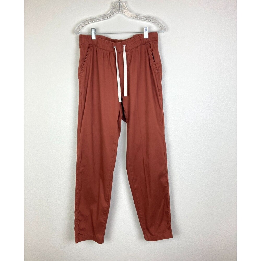 Pact Women's Size M Brown Rust Ankle Straight Leg Pants With Pockets Drawstring
